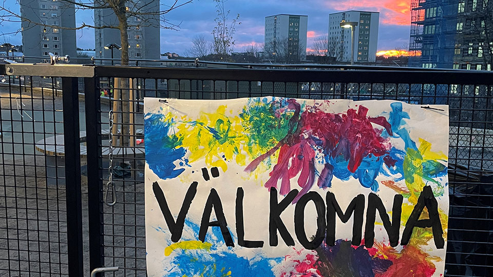Tecknad bild på ett hus.